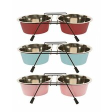 Miska DUVO+ Stojan s dvomi miskami nerez priemer 11 cm 2x0,24 L