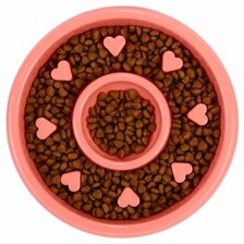 Protihltacia miska okrúhla so srdiečkami ružová