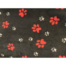 Deka VetBed DeLuxe č.19 tmavo sivá + červené a sivé labky