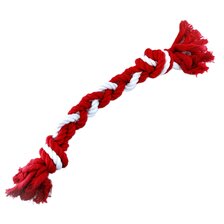 Hračka lanová s 2 uzlami 32x5x5 cm červená