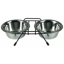 Dvojmiska nerezová so stojanom 2x0,35l 12cm