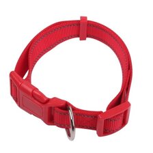Nobleza nylonový obojok s reflexným šitím 1,5 x 25 - 40 cm červený