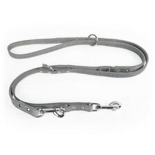 Vodítko kožené Clyde prepínacie 1,8 x 240 cm sivé