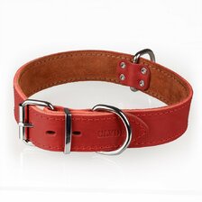 CLYDE kožený obojok pre psa 65 × 4 cm – bordový