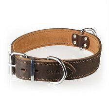 CLYDE kožený obojok pre psa 65 × 4 cm – hnedý