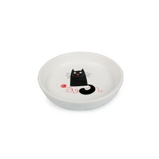 Keramický tanierik, biely, mačka s klbkom 15cm
