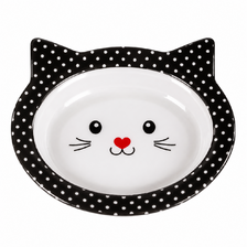 Miska pre mačku melaminová 0,20L/16,5x15x2,8cm ČIERNA/BODKY