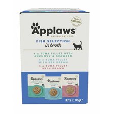 APPLAWS Cat Pouch Fish Selection in Broth Multipack 12x70g