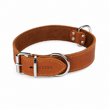 CLYDE kožený obojok pre psa 60 × 4 cm – koňak
