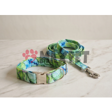Softshellový set obojok 4 cm a vodítko 2cm/130cm Lagoon green