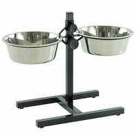 Miska DUVO+ Stojan kovový vysoký s dvomi miskami nerez priemer 27 cm