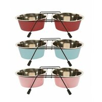 Miska DUVO+ Stojan s dvomi miskami nerez priemer 11 cm 2x0,24 L