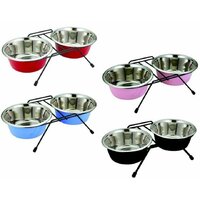 Miska DUVO+ Stojan s dvomi miskami nerez priemer 16 cm 2x0,95 L