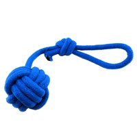 Hračka lanová s lanovou guľou modrá 27x7x7cm