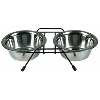 Dvojmiska nerezová so stojanom 2x0,35l 12cm