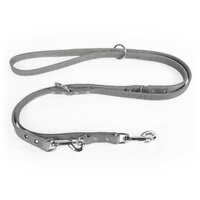 Vodítko kožené Clyde prepínacie 1,8 x 240 cm sivé