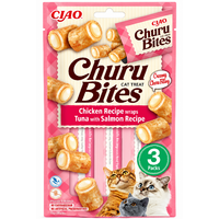 Pamlsok Inaba Churu Bites cat Kura s tuniakom a lososom 3 tuby 30 g