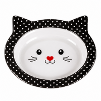 Miska pre mačku melaminová 0,20L/16,5x15x2,8cm ČIERNA/BODKY