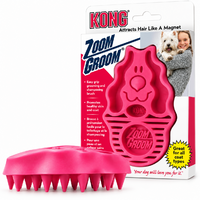 Hrebeň Kong gumový ZoomGroom ružový L - 11,5 × 7 × 2,5 cm