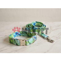 Softshellový set obojok 4 cm a vodítko 2cm/130cm Lagoon green